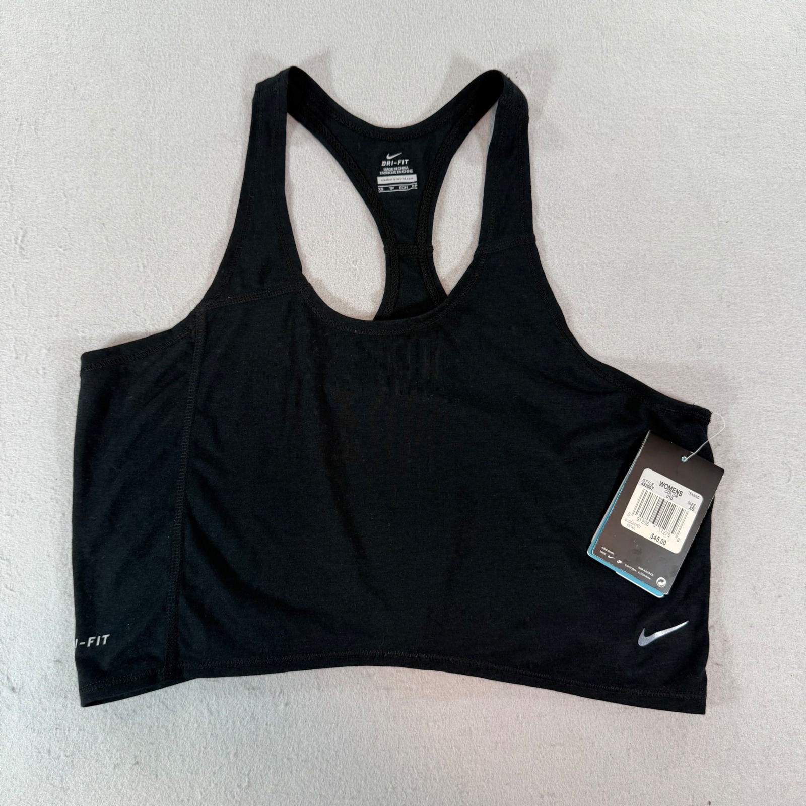 Nike Swoosh Sports Cropped Tank Xs Black Racerback